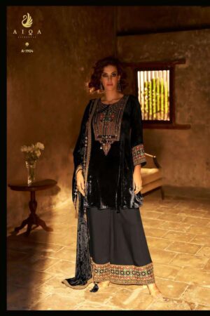 My Fashion Road Aiqa Shuijing Pure Viscose Velvet Designer Suit | A – 1904