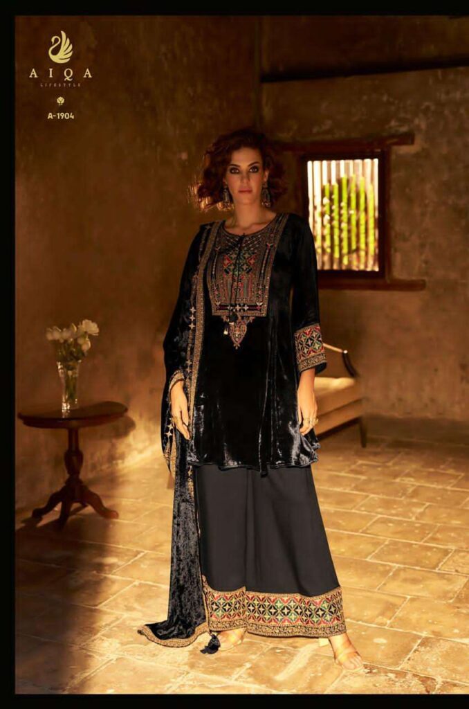 My Fashion Road Aiqa Shuijing Pure Viscose Velvet Designer Suit | A – 1904