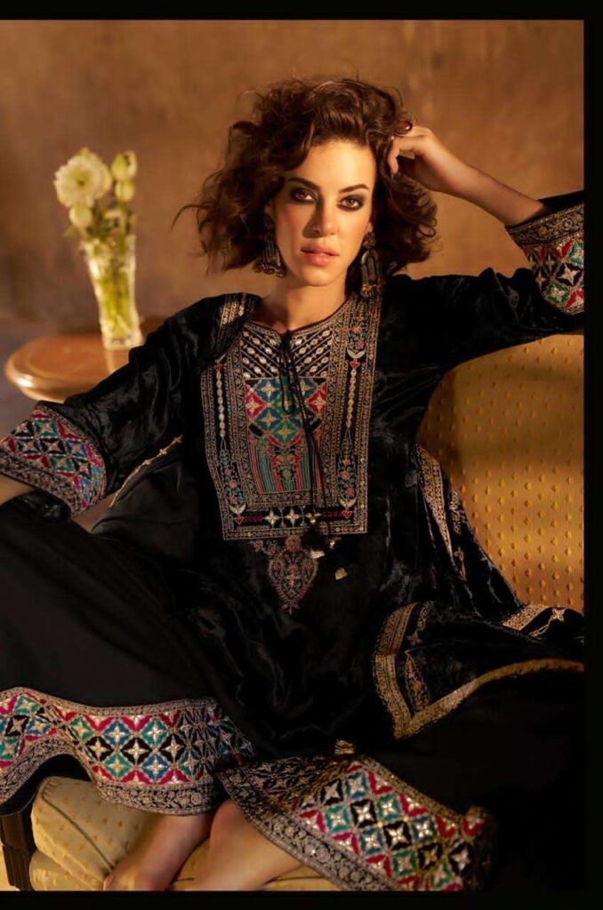 My Fashion Road Aiqa Shuijing Pure Viscose Velvet Designer Suit | A – 1904