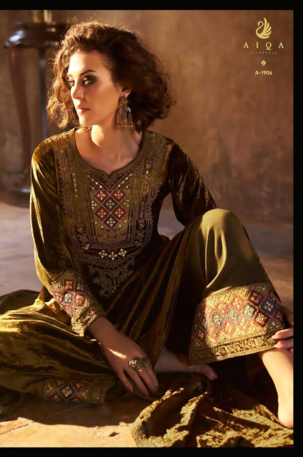 My Fashion Road Aiqa Shuijing Pure Viscose Velvet Designer Suit | A – 1906