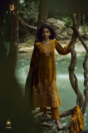 My Fashion Road Aiqa The Goddess Partywear Velvet Designer Latest Suit | A – 2201
