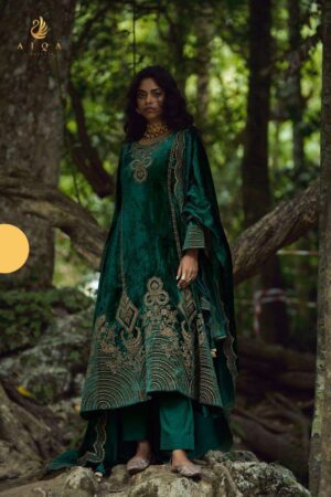 My Fashion Road Aiqa The Goddess Partywear Velvet Designer Latest Suit | A – 2203