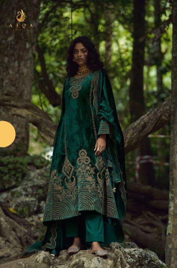 My Fashion Road Aiqa The Goddess Partywear Velvet Designer Latest Suit | A – 2203
