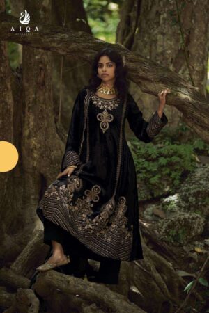 My Fashion Road Aiqa The Goddess Partywear Velvet Designer Latest Suit | A – 2205