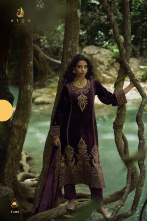 My Fashion Road Aiqa The Goddess Partywear Velvet Designer Latest Suit | A – 2202