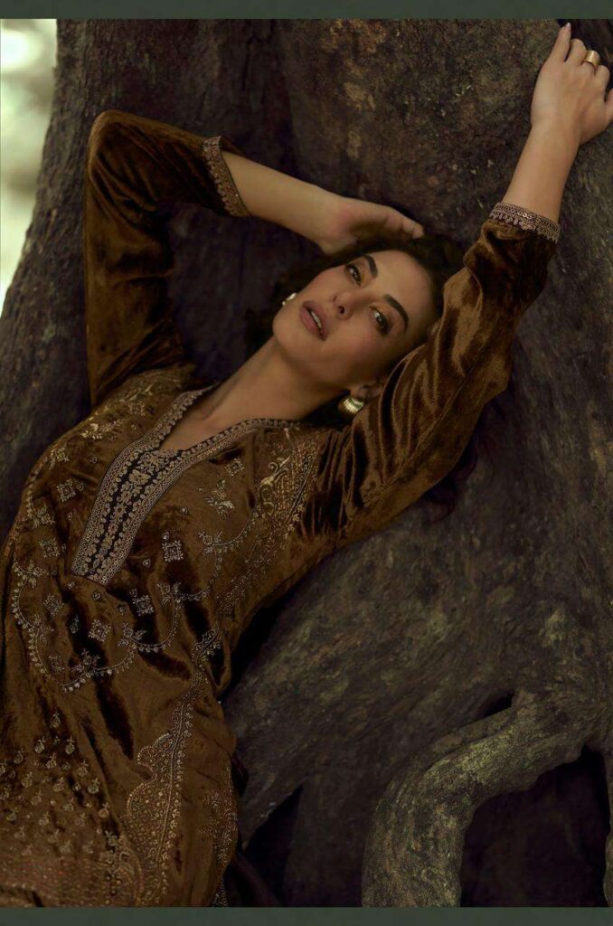 My Fashion Road Aiqa The Lady Of The Lake Latest Designer Velvet Partywear Dress | A – 1802
