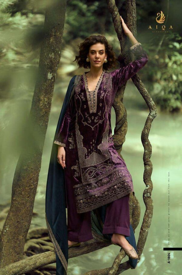 My Fashion Road Aiqa The Lady Of The Lake Latest Designer Velvet Partywear Dress | A – 1804