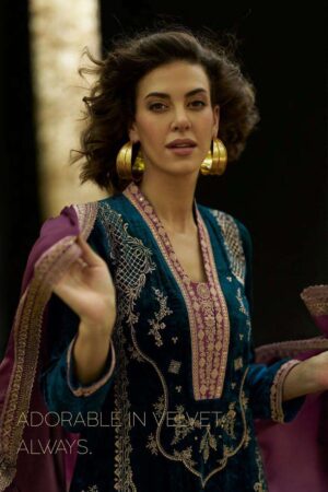 My Fashion Road Aiqa The Lady Of The Lake Latest Designer Velvet Partywear Dress | A – 1805