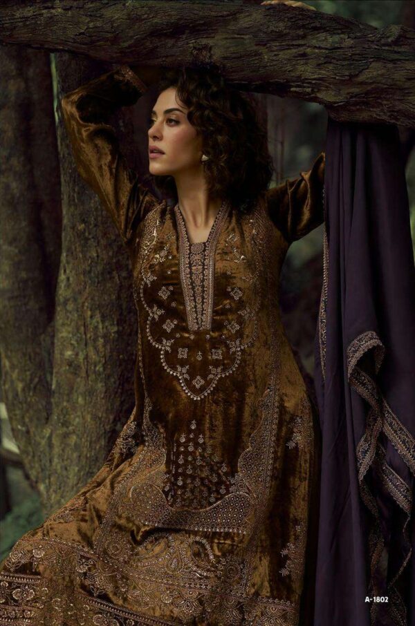My Fashion Road Aiqa The Lady Of The Lake Latest Designer Velvet Partywear Dress | A – 1802