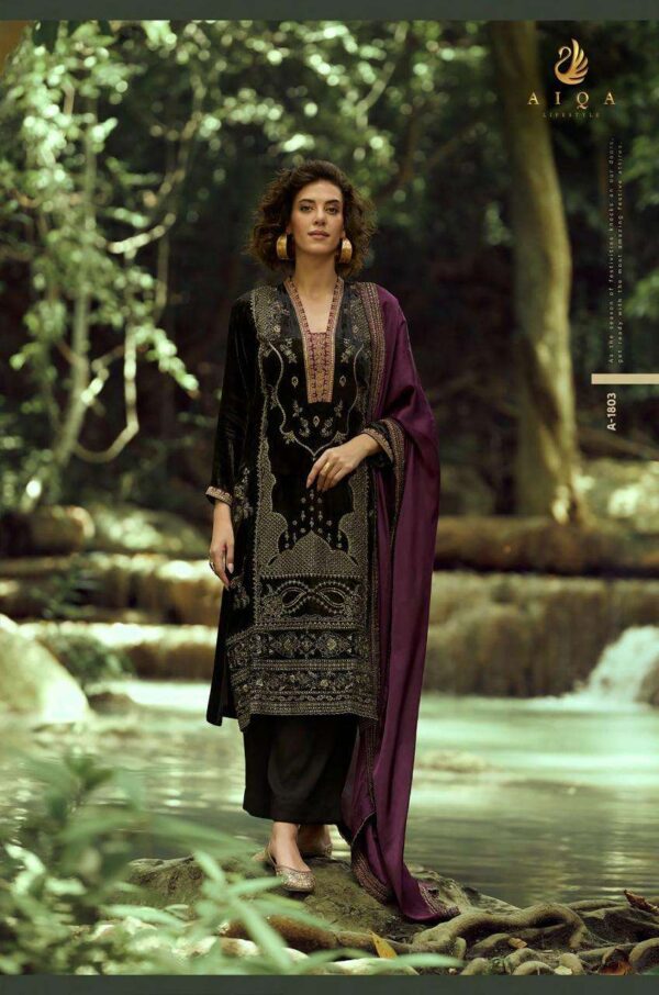 My Fashion Road Aiqa The Lady Of The Lake Latest Designer Velvet Partywear Dress | A – 1803