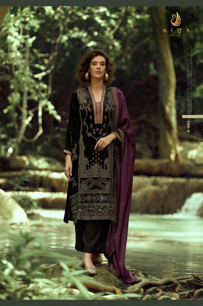 My Fashion Road Aiqa The Lady Of The Lake Latest Designer Velvet Partywear Dress | A – 1803