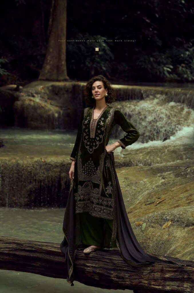 My Fashion Road Aiqa The Lady Of The Lake Latest Designer Velvet Partywear Dress | A – 1806
