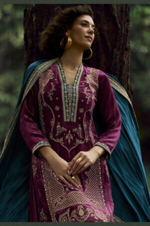 My Fashion Road Aiqa The Lady Of The Lake Latest Designer Velvet Partywear Dress | A – 1801