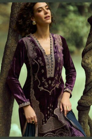 My Fashion Road Aiqa The Lady Of The Lake Latest Designer Velvet Partywear Dress | A – 1804