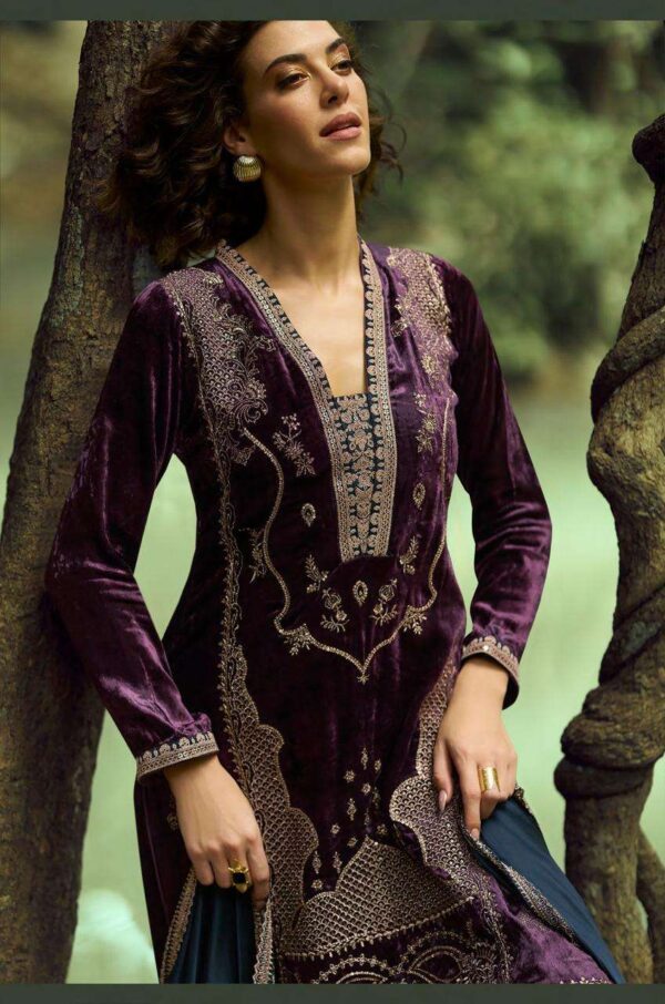 My Fashion Road Aiqa The Lady Of The Lake Latest Designer Velvet Partywear Dress | A – 1804