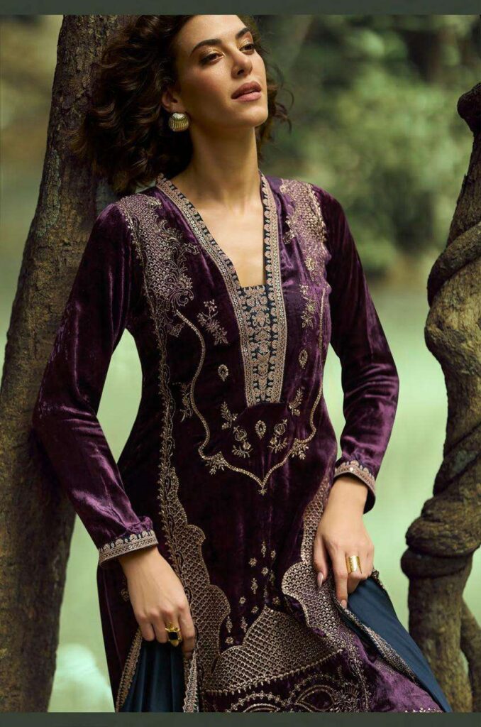 My Fashion Road Aiqa The Lady Of The Lake Latest Designer Velvet Partywear Dress | A – 1804