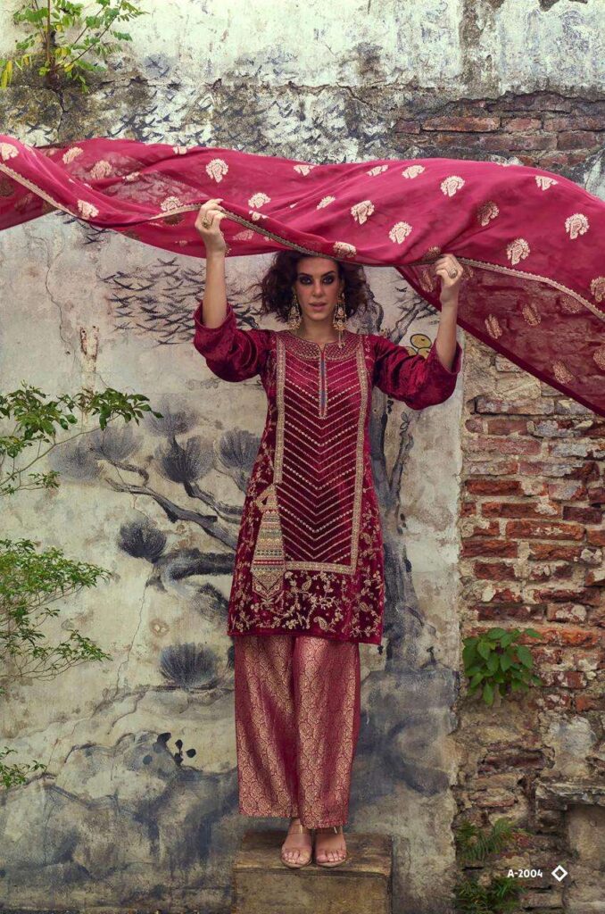 My Fashion Road Aiqa Velvora Designer Style Pure Viscose Velvet Suit | A – 2004
