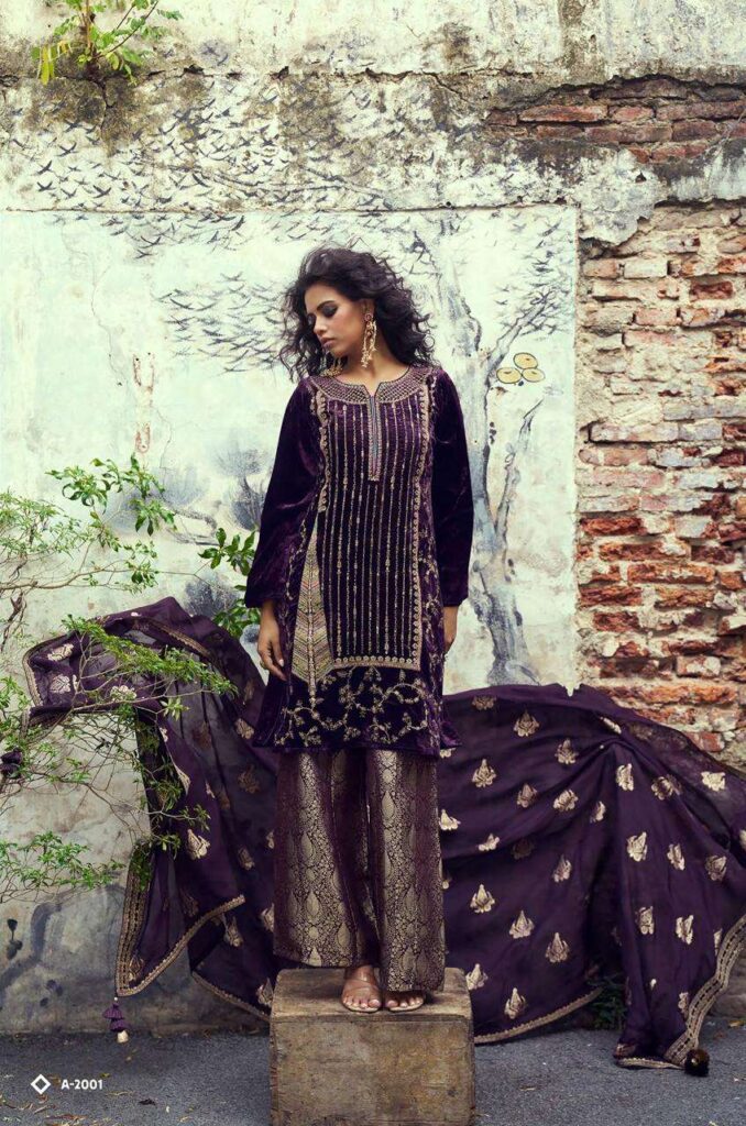 My Fashion Road Aiqa Velvora Designer Style Pure Viscose Velvet Suit | A – 2001
