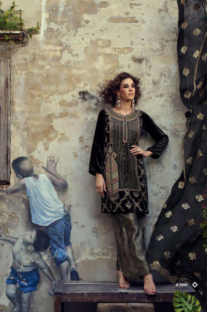 My Fashion Road Aiqa Velvora Designer Style Pure Viscose Velvet Suit | A – 2002