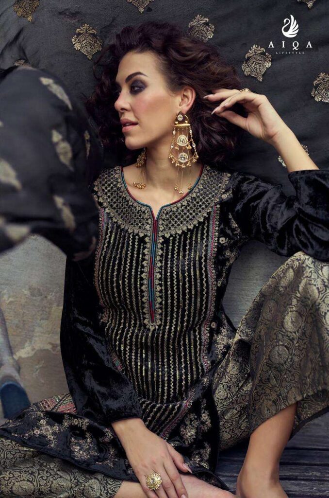 My Fashion Road Aiqa Velvora Designer Style Pure Viscose Velvet Suit | A – 2002