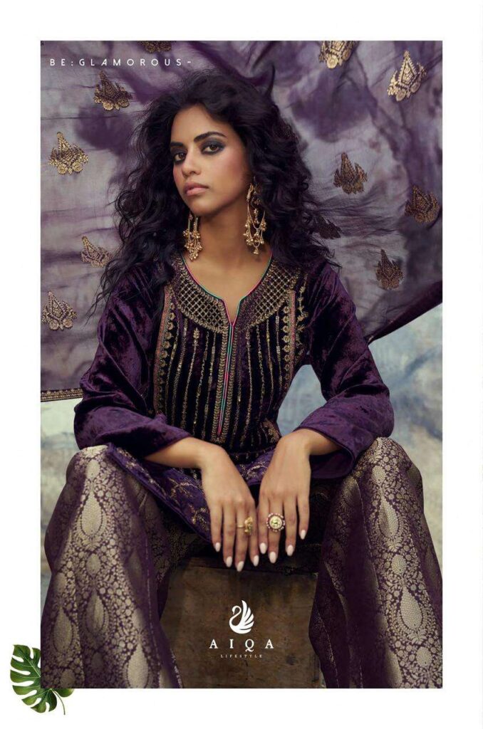 My Fashion Road Aiqa Velvora Designer Style Pure Viscose Velvet Suit | A – 2001