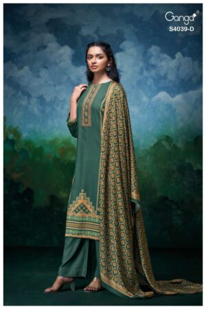 My Fashion Road Ganga Fashion Anara Pure Pashmina Winter Suit | S4039 – D