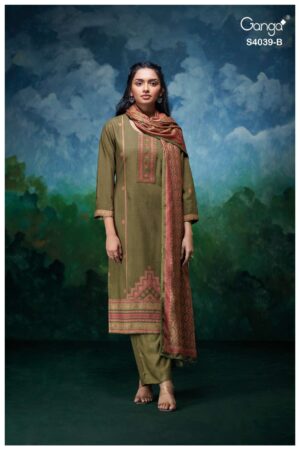 My Fashion Road Ganga Fashion Anara Pure Pashmina Winter Suit | S4039 – B