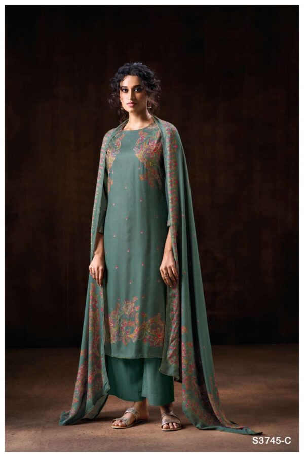My Fashion Road Ganga Fashion Darsie Premium Wear Pashmina Winter Suit | S3745-C