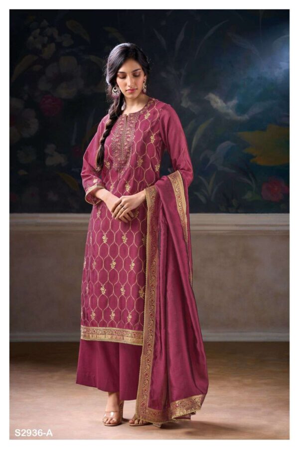 My Fashion Road Ganga Fashion Eelisi Premium Jacquard Silk Suit | S2936 – A