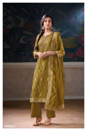 My Fashion Road Ganga Fashion Eelisi Premium Jacquard Silk Suit | S2936 – C