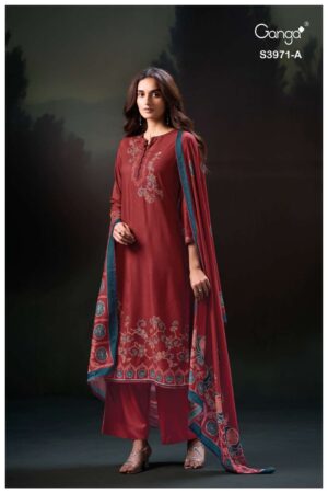 My Fashion Road Ganga Fashion Evani Winter Wear Pure Wool Pashmina Suit | S3971-A