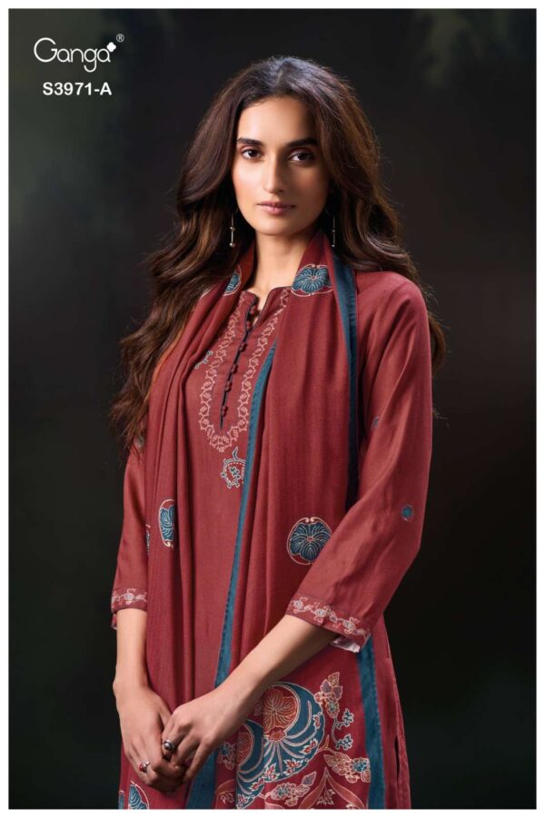 My Fashion Road Ganga Fashion Evani Winter Wear Pure Wool Pashmina Suit | S3971-A