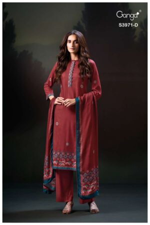 My Fashion Road Ganga Fashion Evani Winter Wear Pure Wool Pashmina Suit | S3971-D