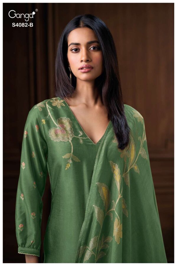 My Fashion Road Ganga Fashion Firanya Premium Designs Russian Silk Suit | S408-B