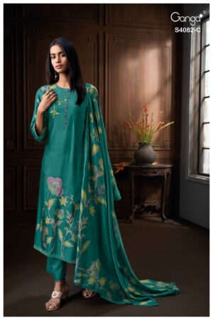 My Fashion Road Ganga Fashion Firanya Premium Designs Russian Silk Suit | S408-C