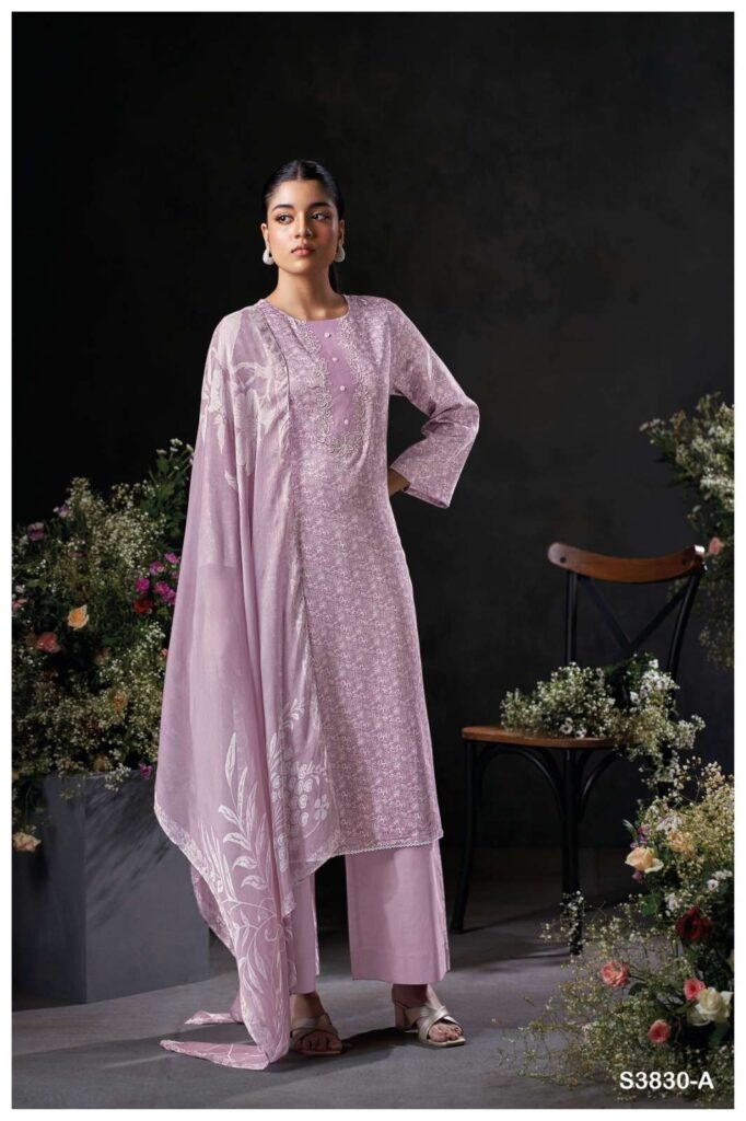 My Fashion Road Ganga Fashion Kaelani Printed Fancy Cotton Satin Suit | S3830-A