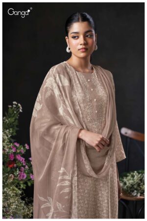 My Fashion Road Ganga Fashion Kaelani Printed Fancy Cotton Satin Suit | S3830-C