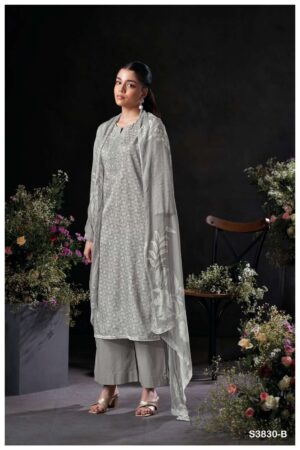 My Fashion Road Ganga Fashion Kaelani Printed Fancy Cotton Satin Suit | S3830-B