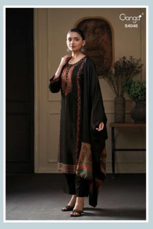 My Fashion Road Ganga Fashion Kaelith Pure Pashmina Suit | S4046