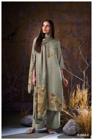 My Fashion Road Ganga Fashion Maitreyi Pure Wool Pashmina Winter Suit | S3862 – C My Fashion Road Ganga Fashion Maitreyi Pure Wool Pashmina Winter Suit | S3862 – C