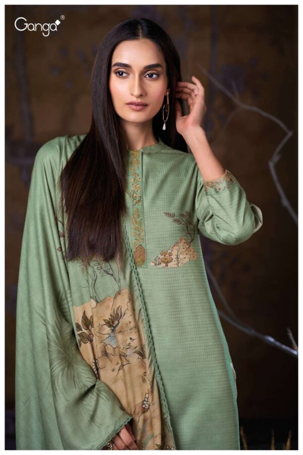 My Fashion Road Ganga Fashion Maitreyi Pure Wool Pashmina Winter Suit | S3862 – B