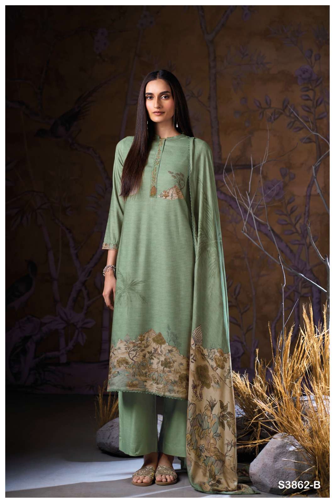 My Fashion Road Ganga Fashion Maitreyi Pure Wool Pashmina Winter Suit | S3862 – B My Fashion Road Ganga Fashion Maitreyi Pure Wool Pashmina Winter Suit | S3862 – B