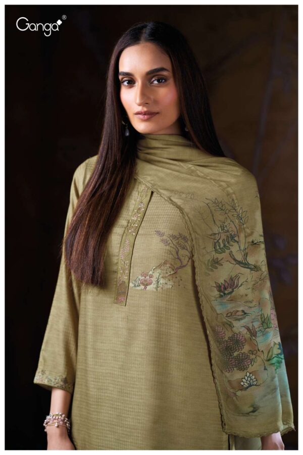 My Fashion Road Ganga Fashion Maitreyi Pure Wool Pashmina Winter Suit | S3862 – D