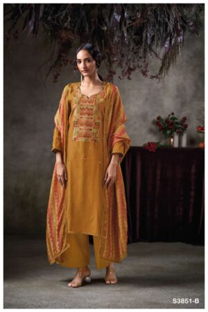 My Fashion Road Ganga Fashion Tazlin Premium Cotton Satin Fancy Suit | S3851-B