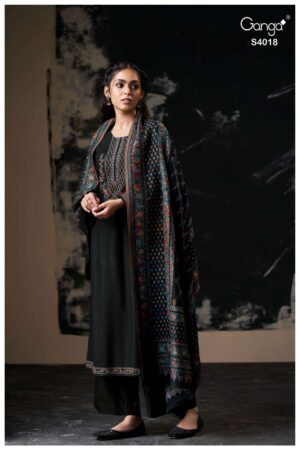 My Fashion Road Ganga Fashion Urvia Fancy Pashmina Jacquard Suit | S4018-A