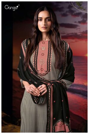 My Fashion Road Ganga Fashion Zarina Pure Wool Pashmina Winter Suit | S3882 – D