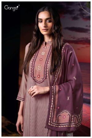 My Fashion Road Ganga Fashion Zarina Pure Wool Pashmina Winter Suit | S3882 – A