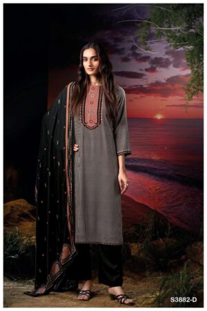My Fashion Road Ganga Fashion Zarina Pure Wool Pashmina Winter Suit | S3882 – D