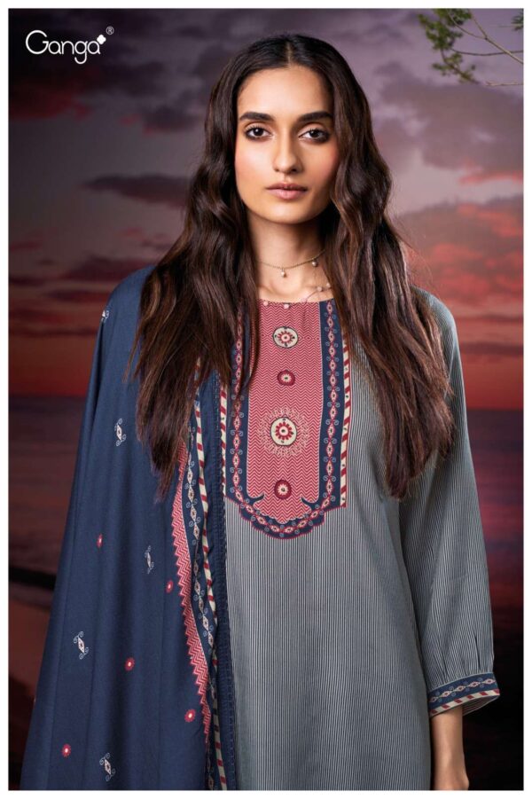 My Fashion Road Ganga Fashion Zarina Pure Wool Pashmina Winter Suit | S3882 – B