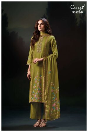 My Fashion Road Ganga Nilak Premium Pure Wool Pashmina With Embroidery Suit | S3978-B My Fashion Road Ganga Nilak Premium Pure Wool Pashmina With Embroidery Suit | S3978-B